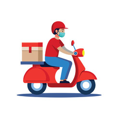 Delivery man is riding illustration