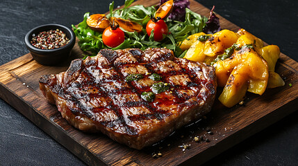  Slicing into a juicy American rubbed ribeye steak 