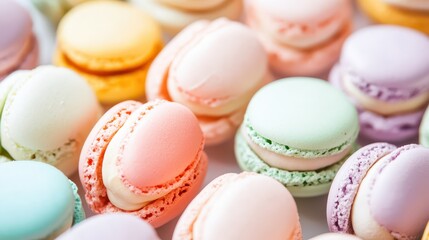 Obraz premium Colorful macarons arranged for a dessert display
