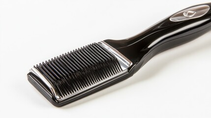 Obraz premium Sleek black hair comb with silver accents close up view