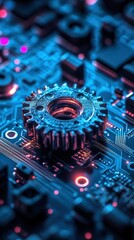 Fototapeta premium Gear on circuit board (1)