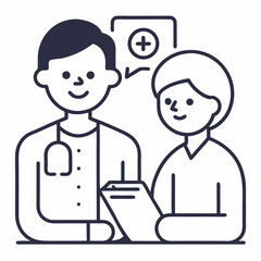 A doctor discusses a patient's medical chart.