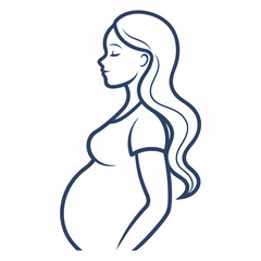 A pregnant woman is shown in profile view.