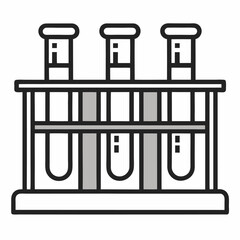 Three test tubes sit in a rack.