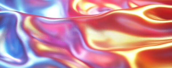 Abstract iridescent swirls of vibrant hues blend seamlessly, creating a fluid, dynamic composition