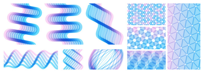 Abstract geometric background with transparent coloured triangles. Wavy background made of many overlapping stripes and with dynamic effect. Vector for brochure, presentation, cover, card or flyer.