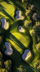 Aerial view of a golf course with copy space vertically 9:16