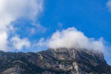 Beautiful view of the tops of the rocks in Positano.