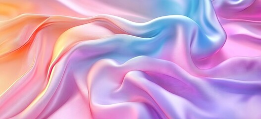 Obraz premium A vibrant and flowing fabric with soft pastel colors. showcasing elegant drapes and gentle folds. ideal for backgrounds in fashion. design. or artistic projects