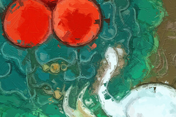 Various oil paintings, flowers, fruits, sheep, ducks, lotus flowers, lotus leaves, landscapes, woodpeckers, marine creatures