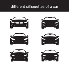 Obraz premium Car Silhouette Vector Set – Different Cars for Design and Illustration
