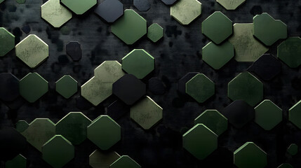 Octagon camouflage seamless pattern green black. Seamless military dot background. texture military camouflage repeats seamless army green hunting. Abstract camo from hexagonal elements