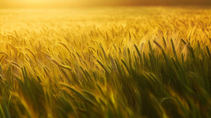 Fototapeta premium Golden expanse, a field of wheat caressed by the sun's warm embrace in the vast horizon