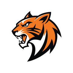 Tiger Head Logo Vector Roaring Big Cat Dynamic Design