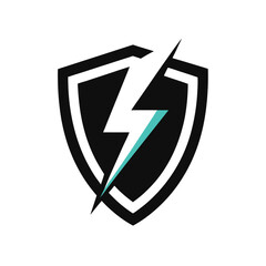 Shield with Lightning Bolt Power Vector Design
