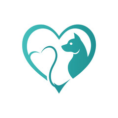 Veterinary Clinic Logo Dog and Cat Outline Formation