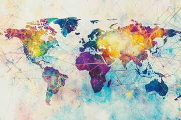 Abstract Colorful World Map