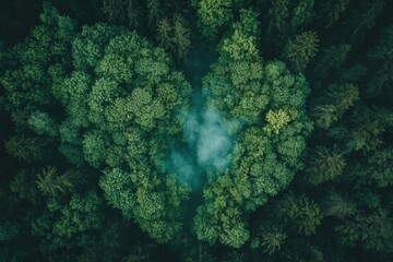 Misty Forest Aerial View