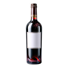 Obraz premium Red wine bottle with blank label on transparent background