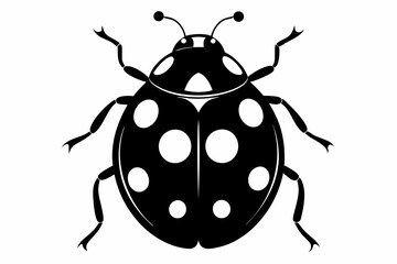 ladybug silhouette line art vector illustration with a white background