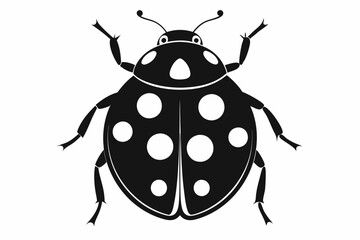 ladybug silhouette line art vector illustration with a white background