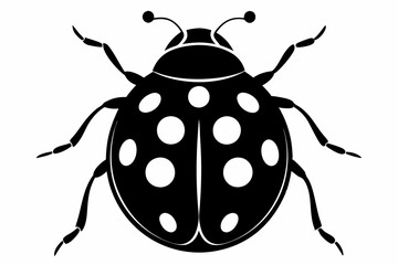 ladybug silhouette line art vector illustration with a white background