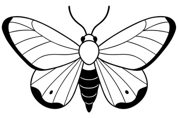 moth silhouette line art vector illustration with a white background