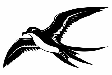 petrel silhouette line art vector illustration with a white background