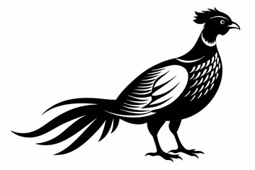 pheasant silhouette line art vector illustration with a white background