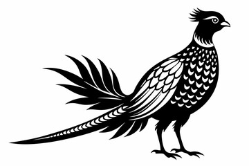 pheasant silhouette line art vector illustration with a white background