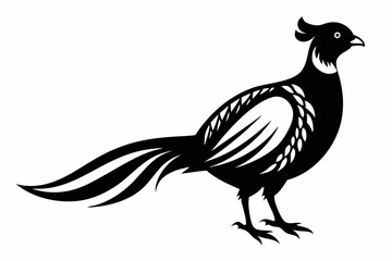pheasant silhouette line art vector illustration with a white background