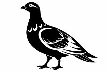 ptarmigan silhouette line art vector illustration with a white background