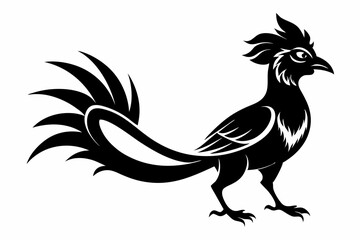 quetzal silhouette line art vector illustration with a white background