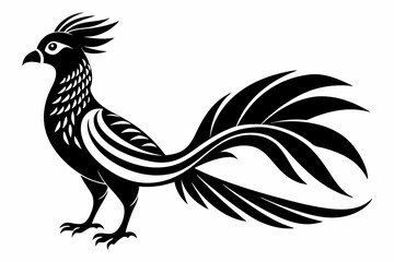 quetzal silhouette line art vector illustration with a white background
