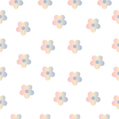 Seamless pastel flower pattern with soft colors and gentle floral motifs. Perfect for fabric, wallpaper, wrapping paper, and feminine design themes.
