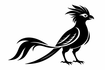 quetzal silhouette line art vector illustration with a white background