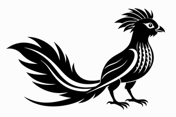 quetzal silhouette line art vector illustration with a white background
