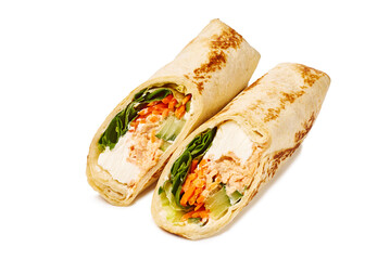 Enjoy a Fish Wrap filled with fresh veggies and cream cheese for a unique taste