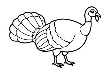 turkey silhouette line art vector illustration with a white background