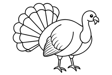 turkey silhouette line art vector illustration with a white background