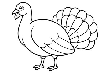 turkey silhouette line art vector illustration with a white background