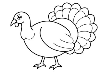 turkey silhouette line art vector illustration with a white background