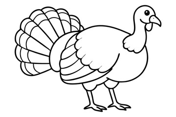 turkey silhouette line art vector illustration with a white background