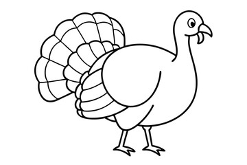 turkey silhouette line art vector illustration with a white background
