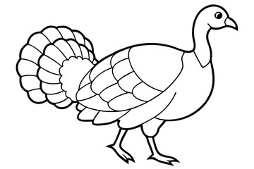 turkey silhouette line art vector illustration with a white background