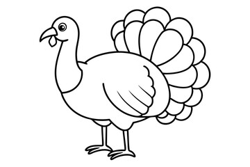turkey silhouette line art vector illustration with a white background