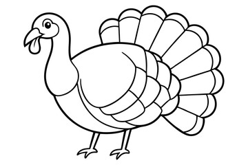 turkey silhouette line art vector illustration with a white background