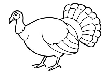 turkey silhouette line art vector illustration with a white background