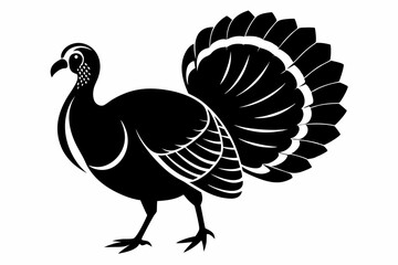 turkey silhouette line art vector illustration with a white background