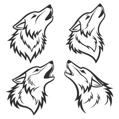 Silhouette of wolf on white background